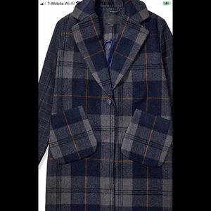 Kendall And Kylie Small Blue Argyle Single Breasted Womans Coat Brand New